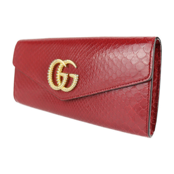 Gucci Clutch Bag GG Marmont Red Python Broadway - Picture 1 of 8